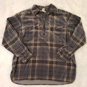 Vintage 90s Eddie Bauer Velour 1/2 Zip Plaid Pullover Shirt Women’s Size M
